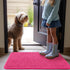 OLANLY Dog Door Mat for Muddy Paws, 30x20, Absorbent Non-Slip Washable Mat, Quick Dry Chenille, Hot Pink