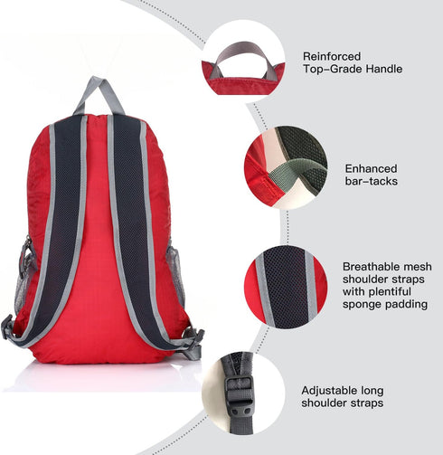 Outlander Packable Lightweight Travel Hiking Daypack, Orange