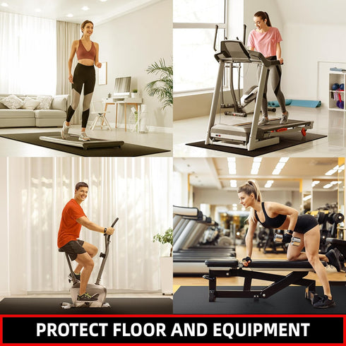 Treadmill Mat - 7'x3'/6.3'x32.5'/6'x3'/5.8’x2‘/4'x2', 6mm Thick High-Density Mat for Exercise Bike and Gym Flooring