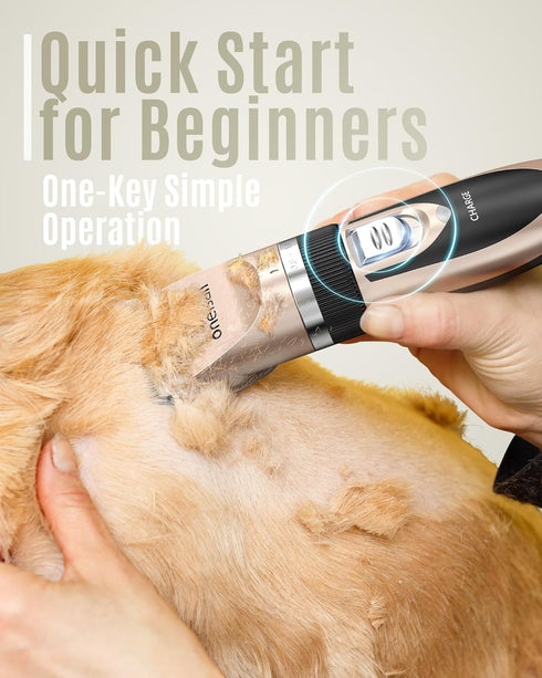 oneisall Dog Shaver Clippers, Low Noise Rechargeable Cordless Electric Hair Clippers Set for Dogs Cats Pets