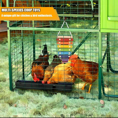 8-Key Chicken Xylophone Toy for Hens & Birds - Colorful Suspensible Metal Xylophone | Suspensible Cage Accessories,Bird