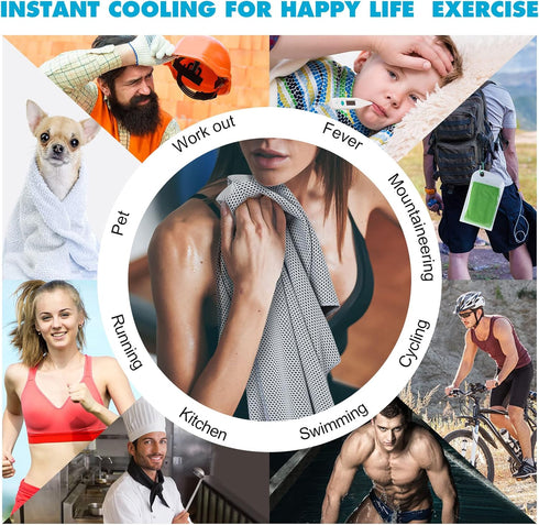 Honoson 20 Packs 40" 12" Cooling Towel, x Ice Towel for Neck and Face Microfiber Breathable Sport Sweat Rag for Gym