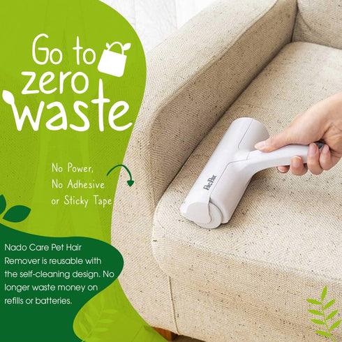 Nado Care Pet Hair Remover Roller - Reusable & Self-Cleaning, Removes Dog & Cat Fur from Furniture, No Tape Required