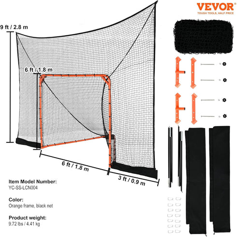 VEVOR Portable Lacrosse Goal with Carry Bag, Hockey Net Backstop for Youth and Adults