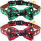 KUDES 2 Pack Christmas Snowflake Dog Collars, Breakaway with Bow Tie and Bells for Cats and Small Pets (Red & Green)