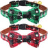 KUDES 2 Pack Christmas Snowflake Dog Collars, Breakaway with Bow Tie and Bells for Cats and Small Pets (Red & Green)