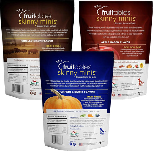 Fruitables Skinny Mini Low Calorie Dog Treats, Healthy Soft Sweet Potato Treats, 12 oz Variety