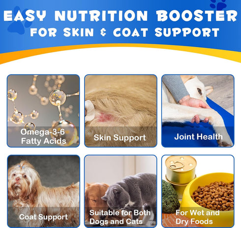 Omega 3 Fish Oil for Dogs, 8.8 FL.OZ Salmon Oil Supplement for Skin and Coat, EPA + DHA, Golden