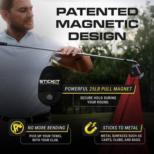 29 29 STICKIT Magnetic Golf Towel - Ultra-Absorbent with Waffle Weave Microfiber - Golf Towel with Magnet for Bags