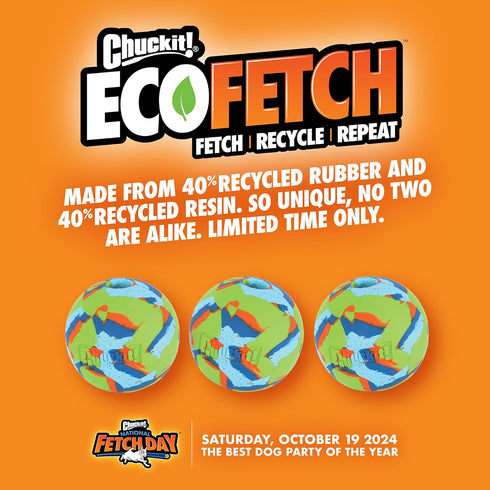 (2.5 Inch Pack 1, 20-60 lbs Chuckit! EcoFetch Fetch Ball Dog Toy, Medium Diameter) of for Breeds