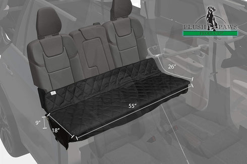 Plush Paws Products Premium Just Bench Car Seat Protector | Diamond Stitching | Washable & Waterproof Bench Seat Dog