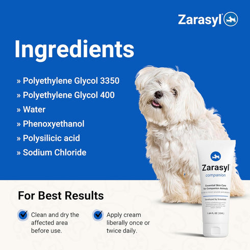 1.69 oz. Zarasyl Companion Essential Skin Care Ointment for Cats and Dogs, Protects & Moisturizes Skin & Tissues