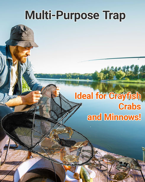 MEOU 24"x18"x8", Collapsible Crawfish Crab Trap Fishing Accessories Multi One Size