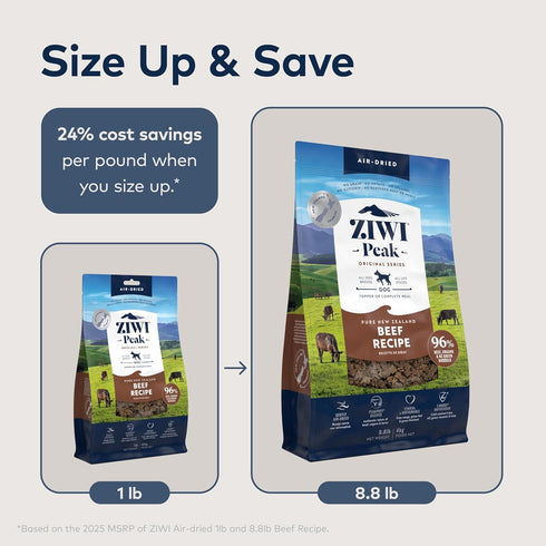 (16oz) ZIWI Peak Air-Dried Dog Food Beef - All Natural, High Protein, Grain Free, Limited Ingredient w/ Superfoods