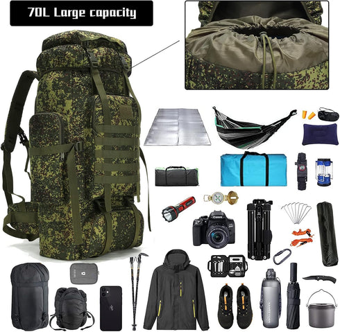 Hiking Backpack for Men, 70L/100L Military Rucksack, Molle 3 Days Assault Pack for Camping