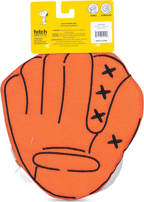 2-Piece Interactive Dog Toy Set - Durable Canvas Baseball Glove and Ball Toy for Large, Medium, Small Dogs - Fun Fetching and Chew Toy with Crinkle Sound, 7 Inch