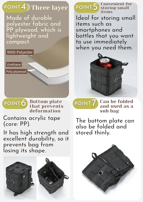 XS Black Camping Moon Storage Box Accessory, Small Gear Organizer BG-1212BK