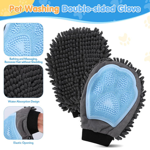 Generic Kit(6Pcs) Dog Bath Grooming - Dog Brush for Shedding, Shampoo Brush, Double-sided Washing Glove, Toothbrush