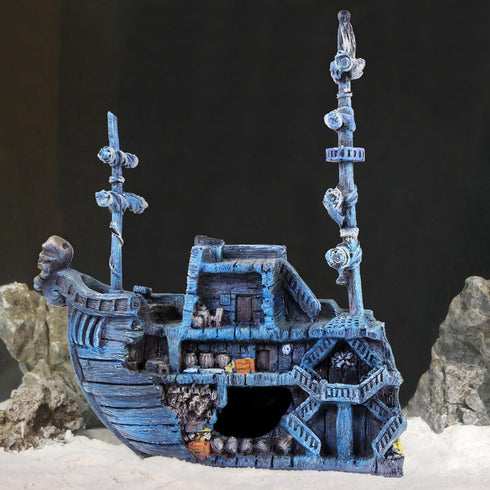 Penn-Plax Pirate Treasure Ship, Medium Sized Aquarium Decor for Decoration Theme and Fun for Fish
