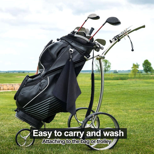 Quacc Premium Golf Towel - Absorbent Microfiber Waffle Pattern with Carabiner Clip for Cleaning Golf Ball Club