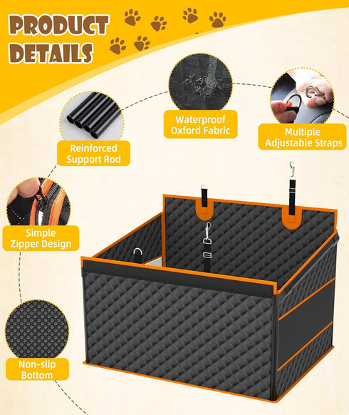 EPN Dog Car Seat for Large Dogs, Foldable Pet Car Seat with Waterproof Oxford Fabric, Non-Slip Bottom, Reinforced