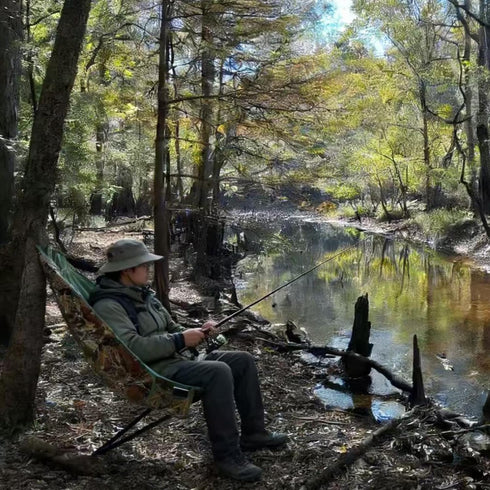 NeoBorder Outdoor Low-Profile Hunting Chair, Portable Folding Tree Stand, Hangs on Any Tree, for Deer Hunting, Outdoor