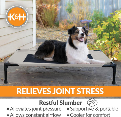 K&H Pet Products Elevated Outdoor Dog Cot Bed for Large Dogs, Portable Washable Dog Hammock Cooling Bed, Heavy Duty