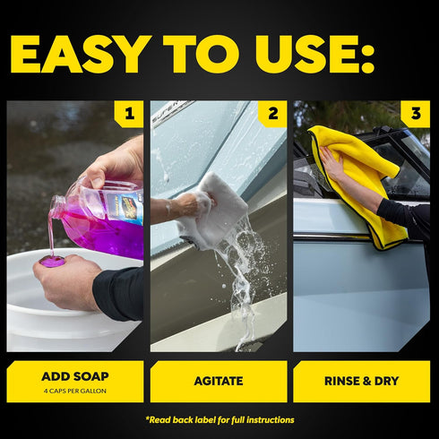M43 64 Oz Meguiar's Marine/RV Boat Wash, pH-Balanced Boat/RV Wash for Protecting Fiberglass and Gel Coat, Streak-Free