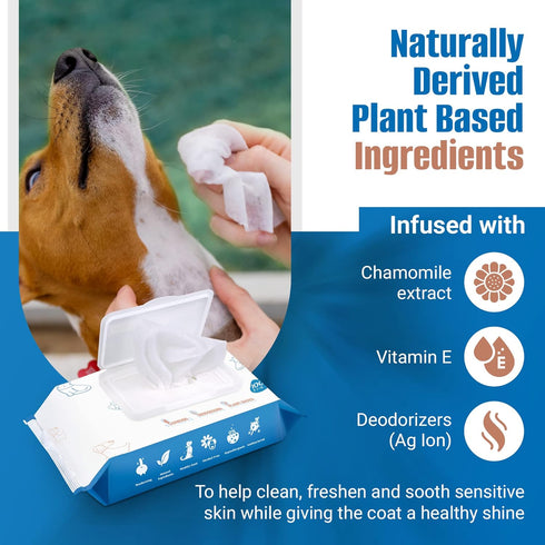Dog Wipes for Paws and Butt, 600 Count/6 Packs, Fragrance Free Grooming Wipes for Dogs and Cats