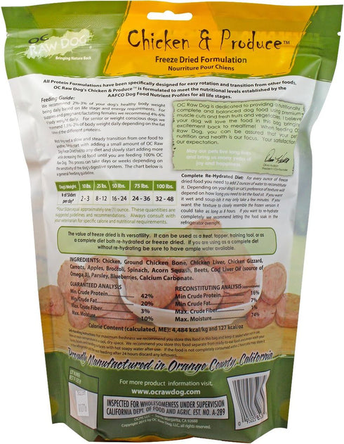 OC Raw Freeze Dried Chicken & Produce 14oz Patties