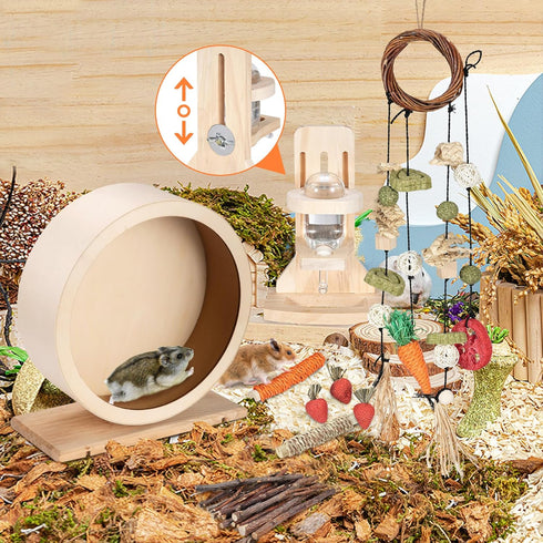 antiai 9.8 Inch Set,Silent Pets,9 Wooden Hamster Exercise Wheel Wheel Quiet Spinner Hamster Running Wheels,Hamster