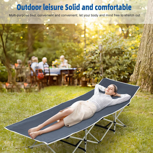 sexaoalx Foldable Camping Cot for Adult, Folding Chaise Lounge Chair for Indoor Outdoor, Outdoor Sleeping Cot Bed