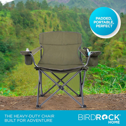 Internet's Best XL Padded Camping Folding Chair - Cooler Bag - Outdoor - Sports - Insulated Cup Holder - Heavy Duty
