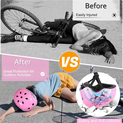 Kids Bike Helmet Skateboard Helmet for 8-14 Years, Adjustable Butterfly Scooter Helmets