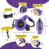 Hertzko Heavy Duty Retractable Dog Leash with Built-in Poop Bag Holder & Water Dispenser - Purple & Black, 16 Ft