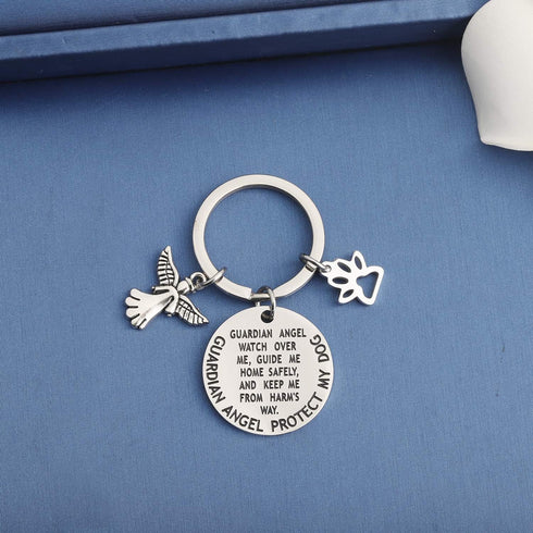 MYOSPARK Guardian Angel Protect My Dog Pet Protection Stainless Steel Pendant Collar Charm