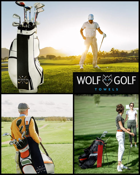 Wolf Golf Towels, Best Grandpa by Par Golf Towel, Embroidered Funny Golf Accessories for Men
