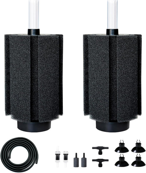 100-120 Gal Large Aquarium Sponge Filter with Air Stone, 2 Pack Quiet Filters for Betta and Shrimp
