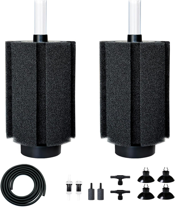 100-120 Gal Large Aquarium Sponge Filter with Air Stone, 2 Pack Quiet Filters for Betta and Shrimp