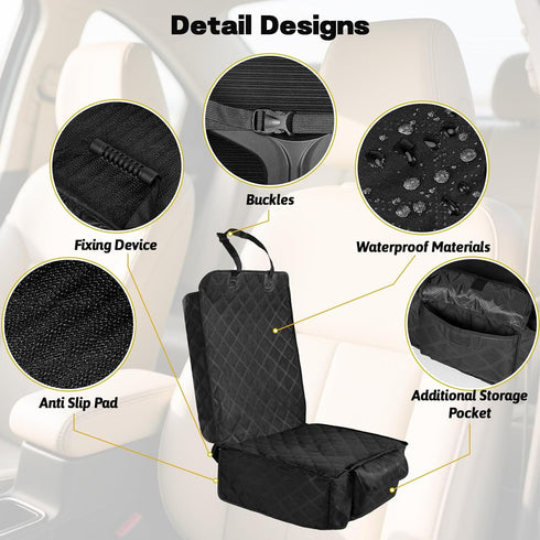 2-Pack 900D Front Seat Cover for Dogs with Side Flaps, Heavy Duty Waterproof Nonslip Dog Car Seat Cover, Scratchproof