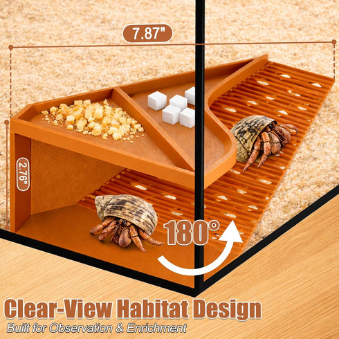 Rumexeng 2.4in Hermit Crab Cave Habitat with Climbing Tunnel, Underground Hideout Shelter with Feeding Bowls