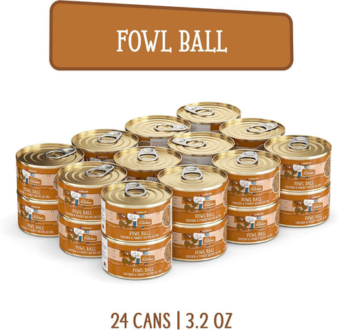 Weruva Cats in The Kitchen Fowl Ball, Chicken & Turkey Au Jus Cat Food, 3.2 oz Can, Pack of 24