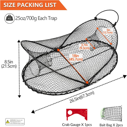 2PCS 3.7" QualyQualy Crawfish Trap, Crab Traps for Blue Crabs Crayfish Crawdad Trap Two Entry Holes Minnow Bait Trap