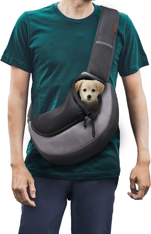 FDJASGY Pet Sling Carrier for Small Dogs Cats, Breathable Mesh Hand Free Backpack with Pouch and Adjustable Strap