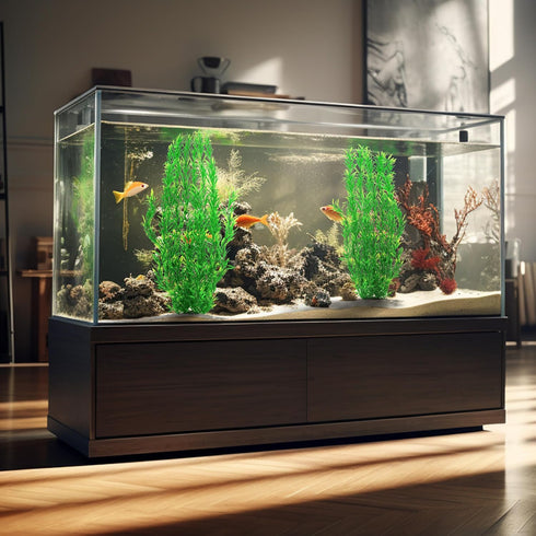 MyLifeUNIT 21 Inches Tall Plastic Aquarium Plants for Fish Tank Decorations and Aquarium Decor (Green)