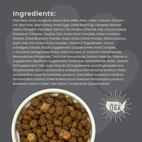 3.5 lb Muenster Perfect Balance Raw Pork Kibble Mix with Freeze Dried Beef for Dogs - High Protein, No Corn, Wheat