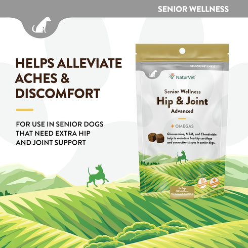 120 NaturVet Senior Wellness Hip & Joint Advanced Plus Omegas | Help Support Your Pets Healthy Hip & Joint Function |