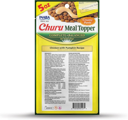 INABA Churu Meal Topper for Dogs, Creamy Lickable Purée Dog Food Toppers, 1.69 Ounce Tube, 9 Tubes (3 per Pack),