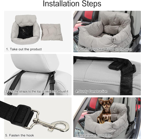 X AUTOHAUX Adjustable Straps Dog Bed Cat Seat Booster for Medium Small Pets, Travel Dog Booster (Blue 50x45x36cm)
