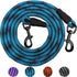 MayPaw 8FT/10FT Dog Tie Out/Check Cord, Heavy Duty Nylon Rope Training Leash for Strong Dogs (3/8 in x 10ft, Blue Black)